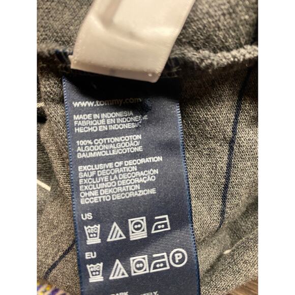 Tommy Hilfiger Mens XL Classic Collar Polo Shirt Gray White Stripe Cotton Office - Picture 5 of 5